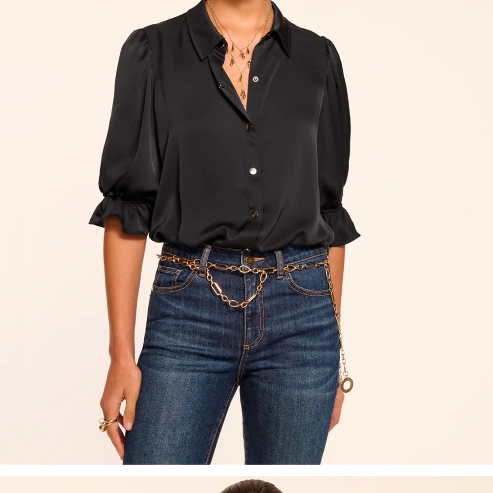 Ramy Brook Black Button-Front Long-Sleeve Bodysuit - Picture 3 of 3